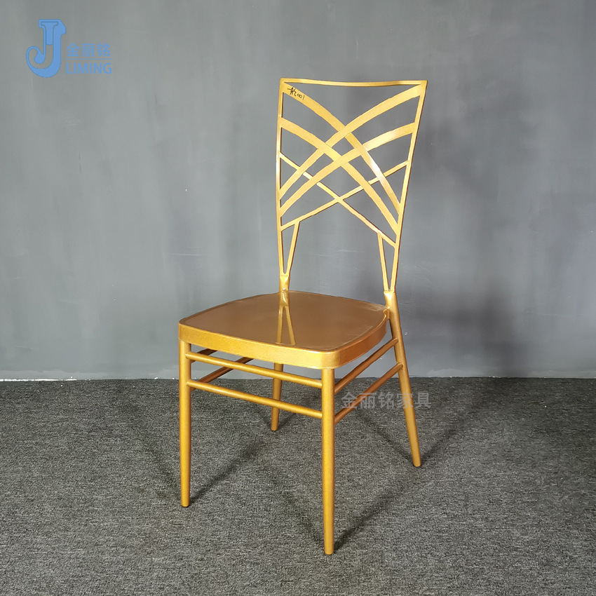 Cruz hueco silla trasera al aire libre metal reforzado silla Hotel banquete silla Europea Boda boda silla