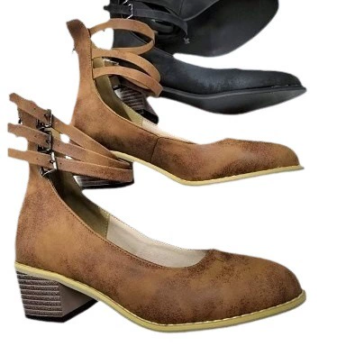 X8-955 Spring/Autumn 2018 Women’s Ankle-Strap Block Heel Shoes – Suede Look, Sizes 34-43
