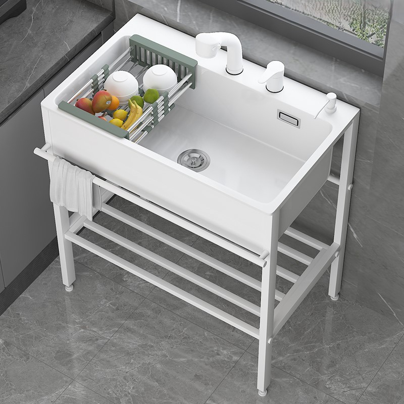 soporte de acero inoxidable lavabo de verduras cocina doble agujero lavabo de piedra de cuarzo lavabo de lavandería lavabo doméstico lavabo de manos