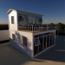 厂家直销彩钢板房定 制落地窗小别墅轻钢别墅可移动民宿快装房