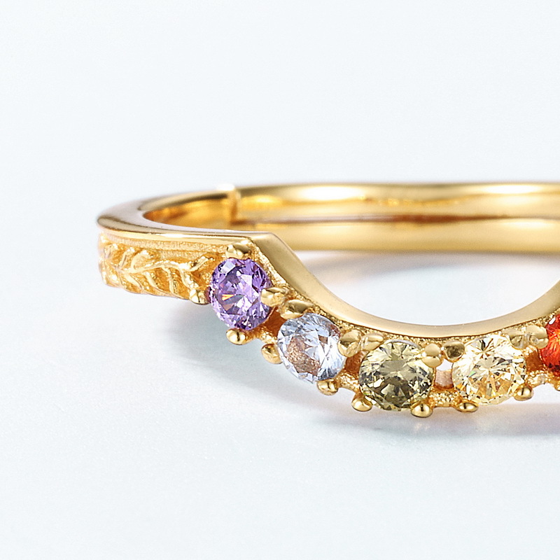 Geometric Pattern All Seasons Season 10K Gold Plated 925 Sterling Silver Geometric Open Rings 925 Sterling Silver Rings