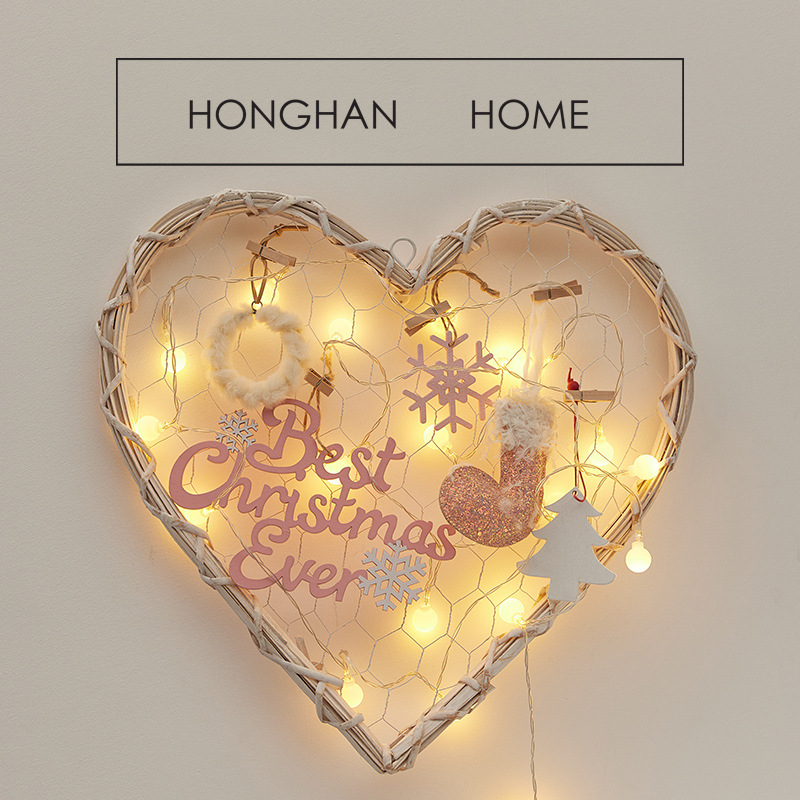 Decoraciones de Navidad transfronterizas de madera, diseño de lámparas de pared domésticas de Navidad, colgantes de material DIY, paquetes de viento creativos