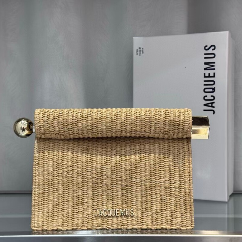 2025Jacquemus New Distinctive Folding Clutch Bag Straw Woven One-shoulder Crossbody Bag High-end Evening Bag