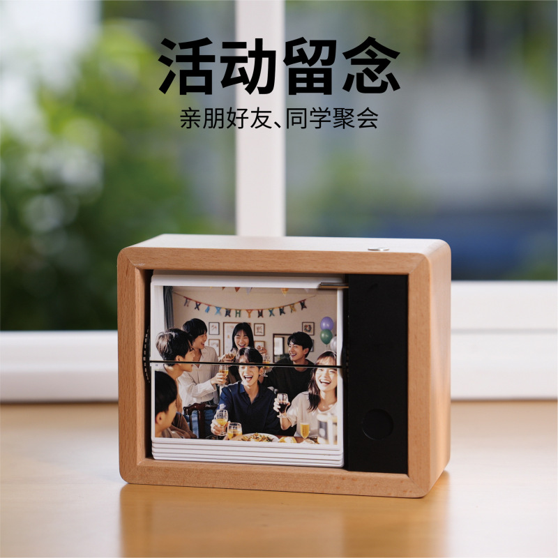 電動ページめくりフォトアルバム、家族カップル、親子ペット写真、カスタマイズされた無垢材ブナ材ギフトフリップ写真装飾品|undefined