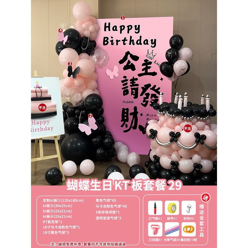 新款成人礼生日场景布置装饰蝴蝶KT板网红拍照打卡氛围18岁背景墙|undefined