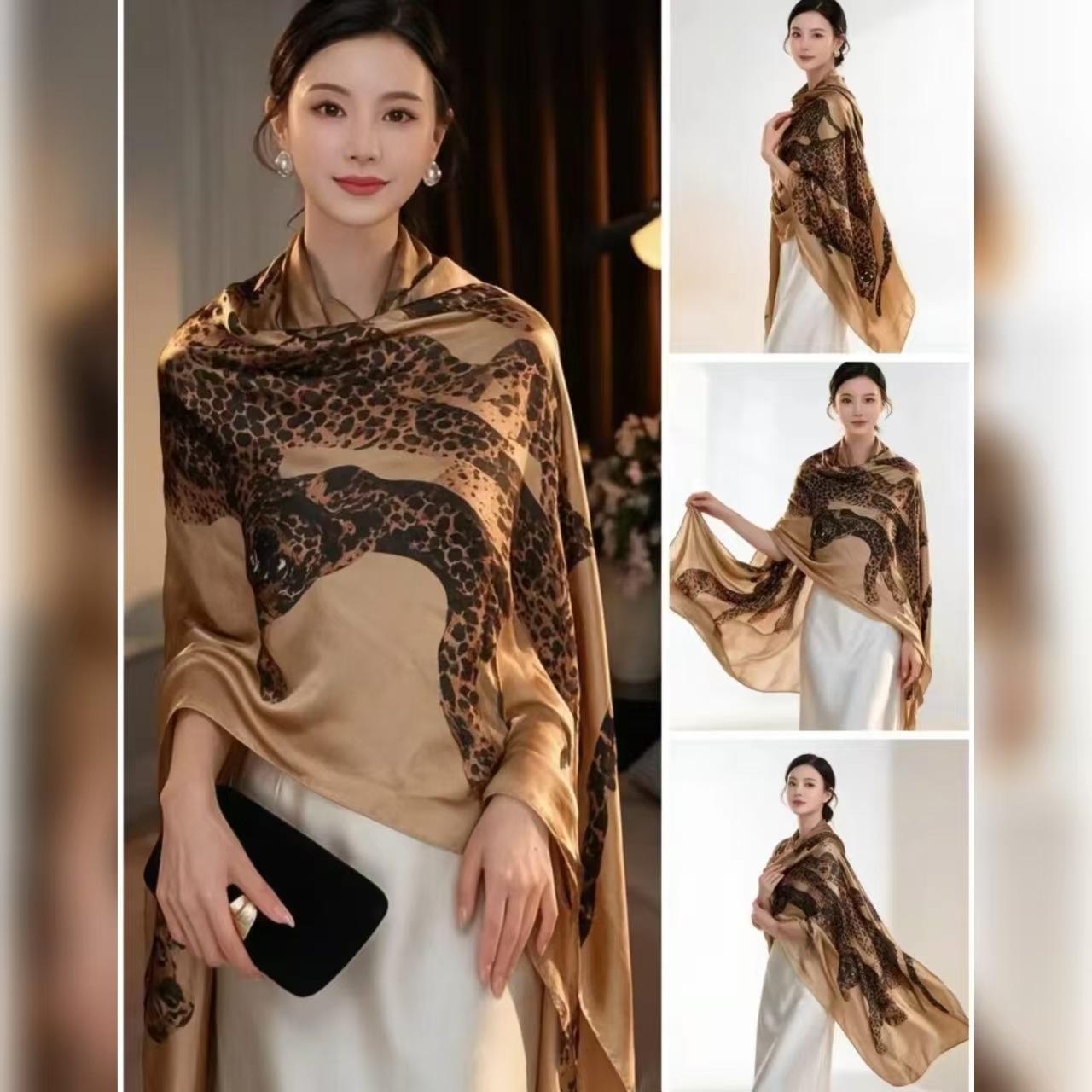 Summer New Style High-End Imitation Silk Scarf, Versatile 180cm Long Thin Silk Scarf, Designer Shawl, Sun Protection