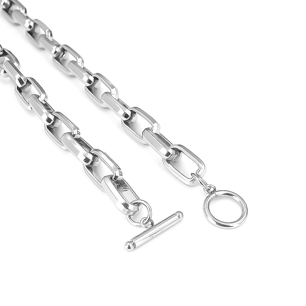 Hammered Cross Octagonal Cuban Link Chain Bracelet For Men_voghion.com