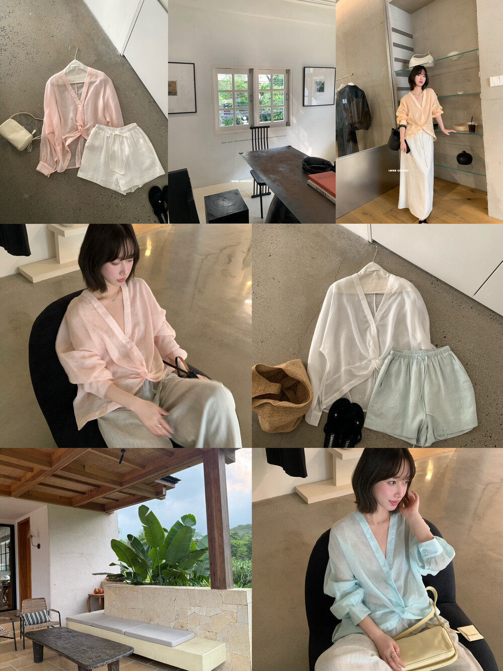 Áo sơ mi nữ dài tay cổ V chất liệu ramie thoáng mát, thiết kế nút thắt phía trước, form rộng — Xanh nước biển, màu hồng, màu cam chi tiết 18