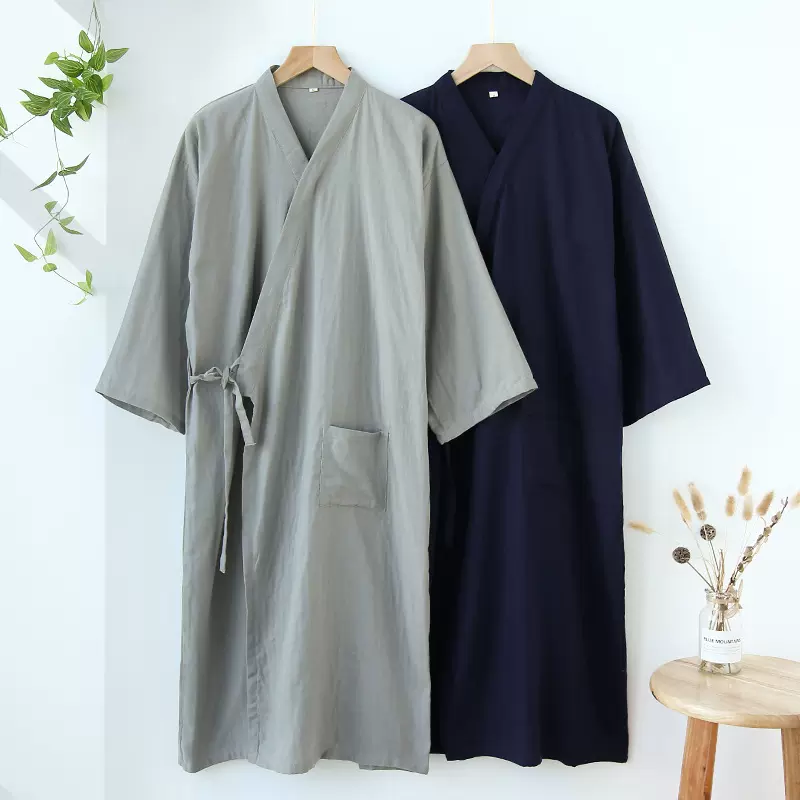 2020新款男女日系春秋和服袍全棉双层纱布洗浴服汗蒸服睡衣批发