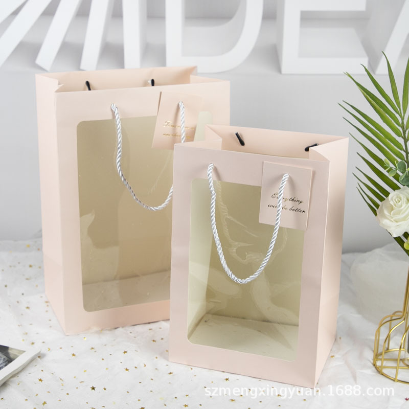 Bolso de flor de ventana transparente bolsa de embalaje de ramo de ventana bolsa de regalo de vacaciones bolsa de embalaje de regalo de San Valentín
