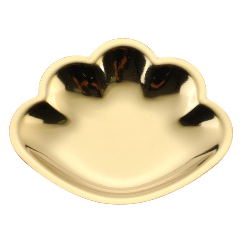 INS estilo coreano cáscara de acero inoxidable joyería placa niñas pequeño dormitorio cosméticos almacenamiento placa hogar bandeja de metal