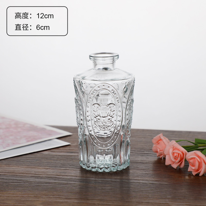 Estilo Europeo Retro Luz de lujo de cristal alivio pequeño florero de agua transparente florero decoración del hogar mini florero