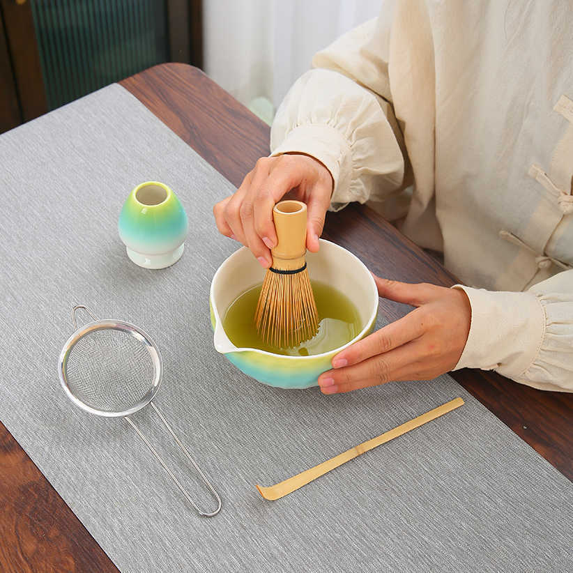 Juego de matcha degradado de matcha de estilo japonés exclusivo transfronterizo, cepillo de té Baibenli, juego de 5 piezas de herramientas de té de la dinastía Song