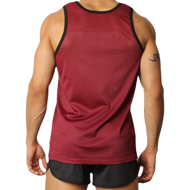 Conjunto deportivo de dos piezas para hombre, chaleco y pantalones cortos de malla transpirable de secado rápido con estampado para verano, ideal para examen físico o uso escolar.