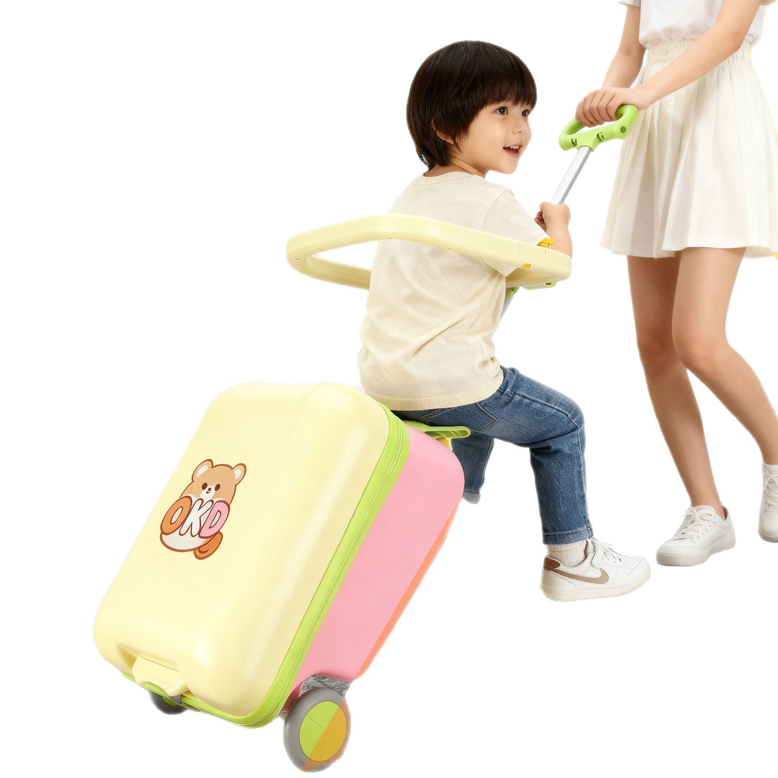 Valigia trolley cavalcabile per bambini da 20 pollici, resistente, ideale come bagaglio a mano. Un accessorio indispensabile per le mamme. Nuova borsa da viaggio per bambini._voghion.com