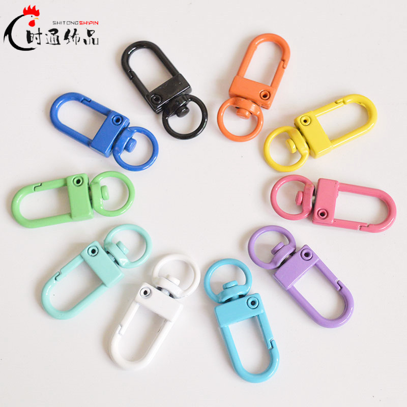 Factory spot wholesale 3g color paint zinc alloy small door buckle U-shaped rotating key chain luggage jewelry hanging buckle
