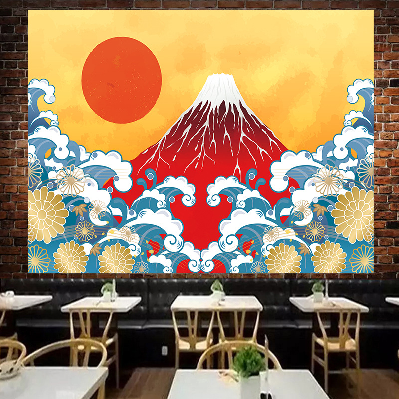 日式装饰物卧室背景布装饰画宿舍墙布和风浮世绘墙布海浪挂布ins|ms