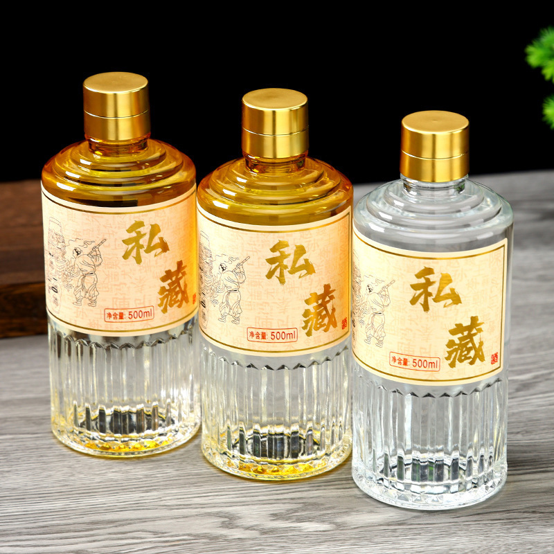 卸売 500 ミリリットル酒ボトル、ハイエンドプライベートコレクションクリスタルガラスボトル、透明ワインボトル、果実酒密封ボトル、空ボトル|undefined