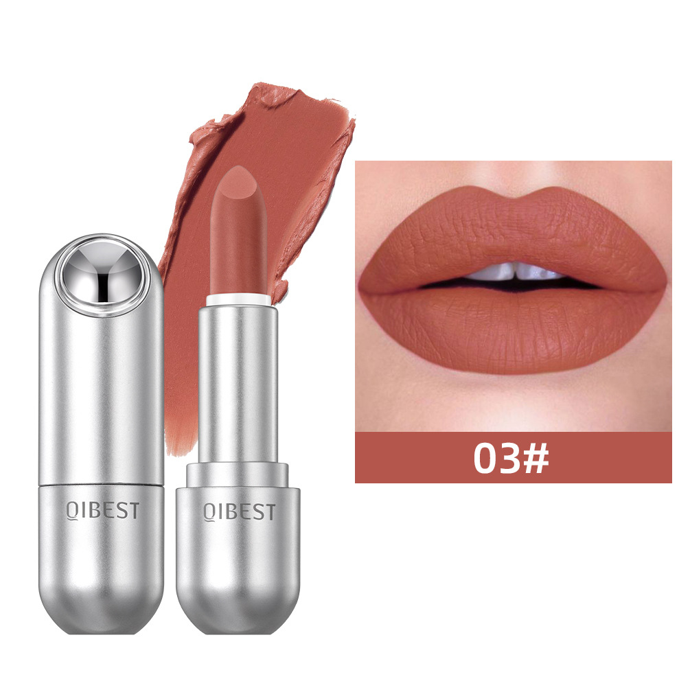 QIBEST light matte non-stick cup non-fading lipstick long-lasting waterproof not easy to decolorize natural three-dimensional lipstick