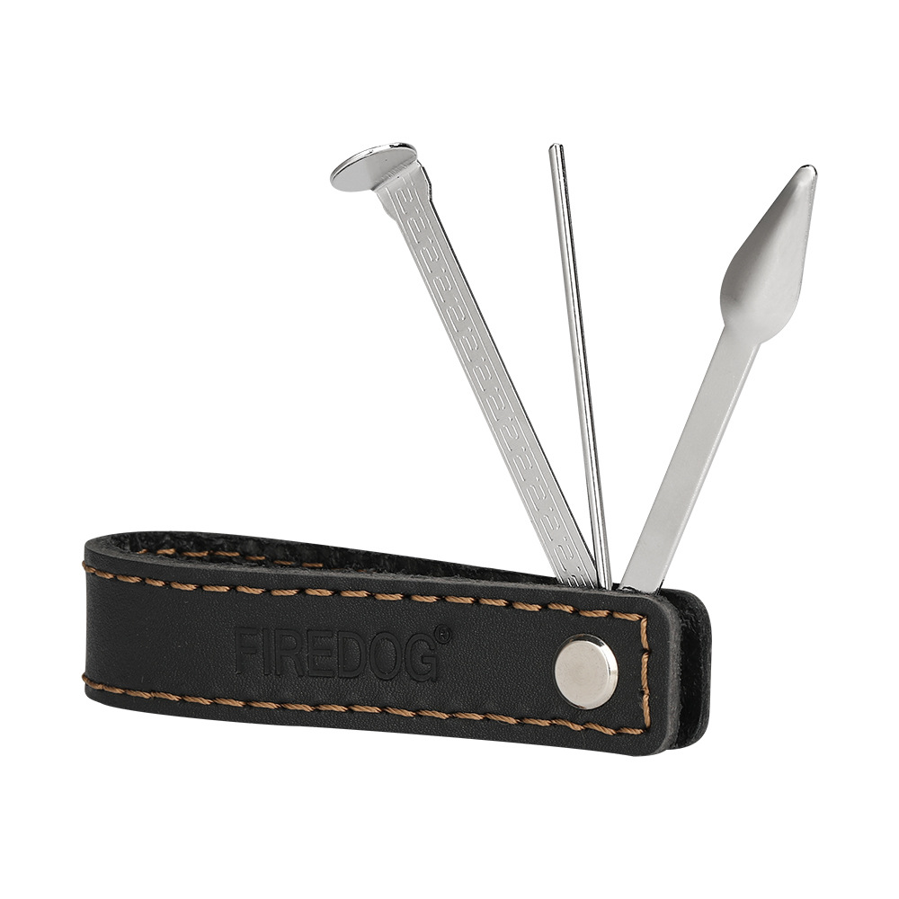 Pipe Holder Pipe Cleaner Metal Carbon Repair Knife Pipe Holder Three-in-one Leather Pipe Holder
