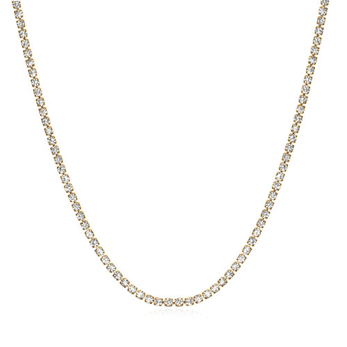 Manufacturer wholesale European and American hip-hop single row diamond zircon tennis chain 3MM copper studded diamond popular necklace street ins