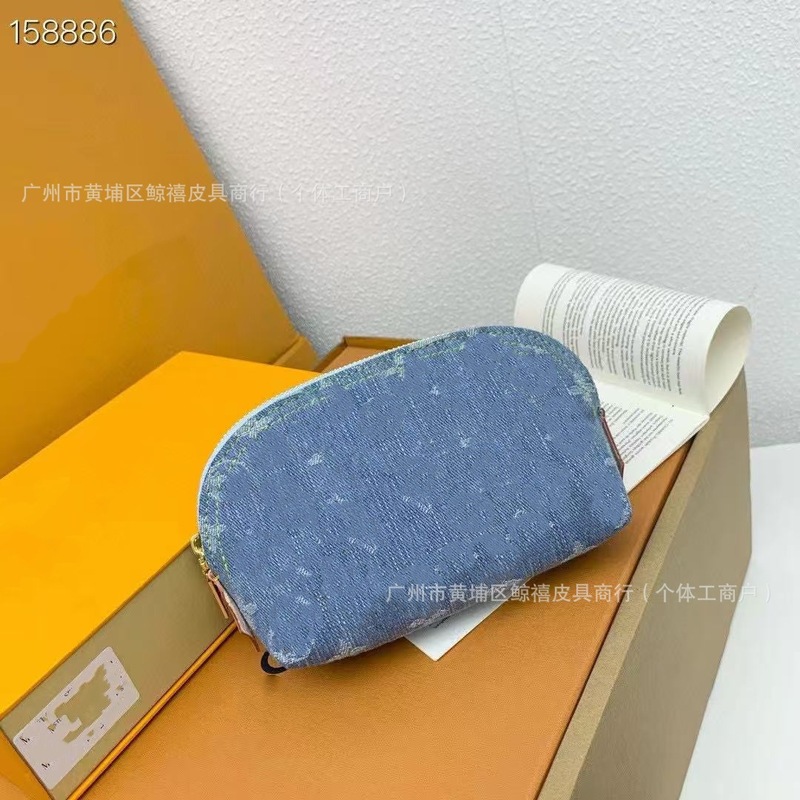 牛仔布化妆包女包贝壳包洗漱包迷你收纳包手拿包外贸时尚高级感|undefined