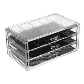 侨丰大号带抽屉式桌面化妆品收纳盒日本收纳盒亚克力透明化妆盒