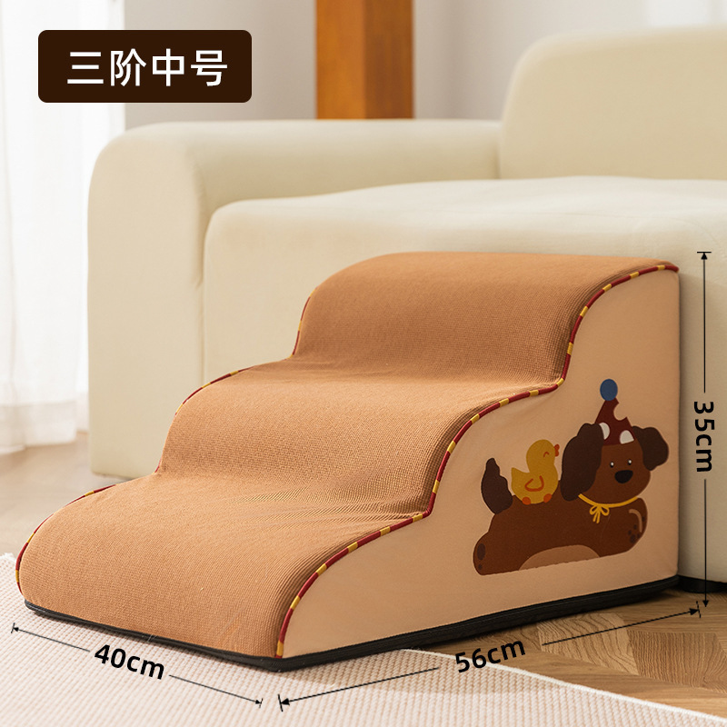 Otoño y invierno nuevo estilo de dibujos animados escaleras de mascotas escaleras de cama para perros desmontables y lavables escaleras para perros mayores estables