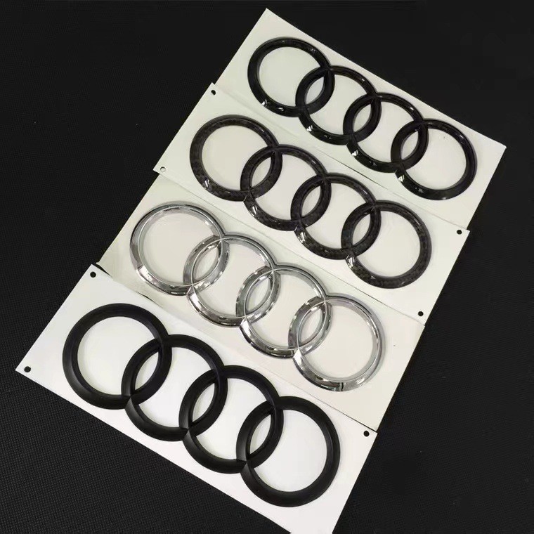 Suitable for Faw Audi Four-Ring A3A5A4La6Lq5Q7 Center Grille Emblem, Rear Emblem, Front and Rear Emblems, Black Modified Car Emblem