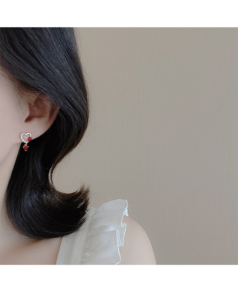 Simple Style Heart Shape Copper Inlay Zircon Drop Earrings 1 Pair