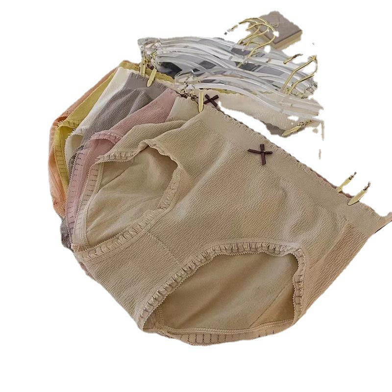 Кремовый дышащий японский underwear, брюки, высокая талия, плюс размер, средний подъем