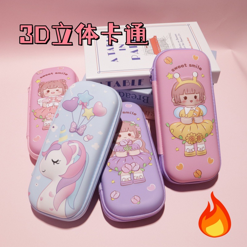 Caja de papelería multifuncional para estudiantes de primaria grado 126 Caja de lápiz para niños unicornio de gran capacidad de almacenamiento portátil