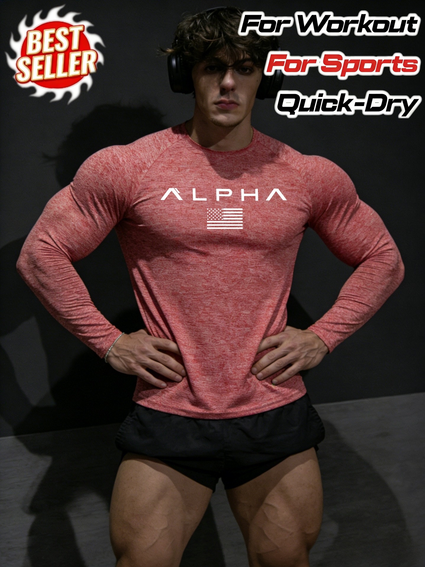 Men's Long Sleeved Sports Bodysuit Quick Drying Yoga Wear Top Tee_viptrois.com