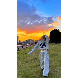 Official Figure Imitation Cotton Chinese Cotton Composite Milk Silk Spring and Autumn Thin 2024 Fashionable Loose Design Crewneck Korean Top