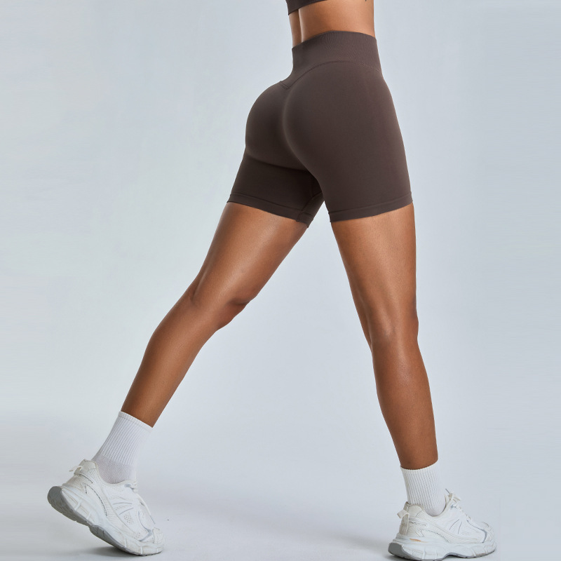 Nuevos pantalones cortos de yoga de cintura alta sin costura en Europa y los Estados Unidos, pantalones cortos deportivos para correr y secar rápidamente