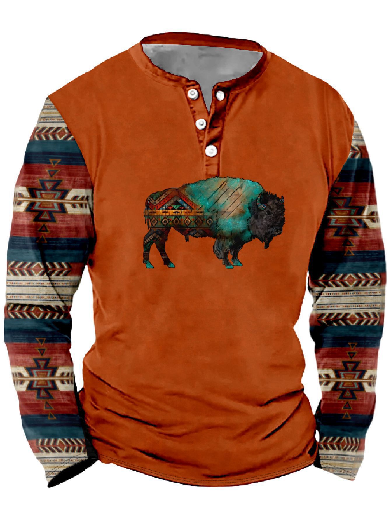Summer Men's Digital Print 3-Button Henley Trendy Casual T-Shirt_viptrois.com