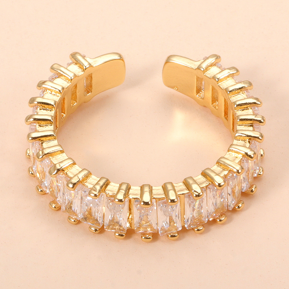 Fashion Geometric Stainless Steel Zircon Open Ring display picture 3