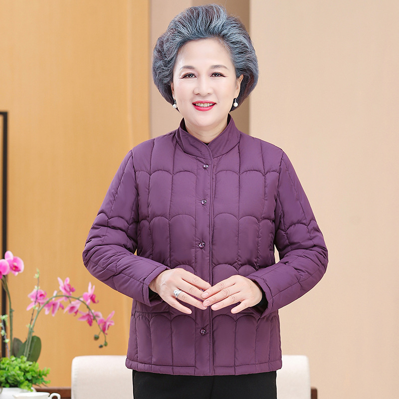 中老年人女装秋冬薄款棉衣奶奶短款小棉袄妈妈装羽绒棉内胆老太太