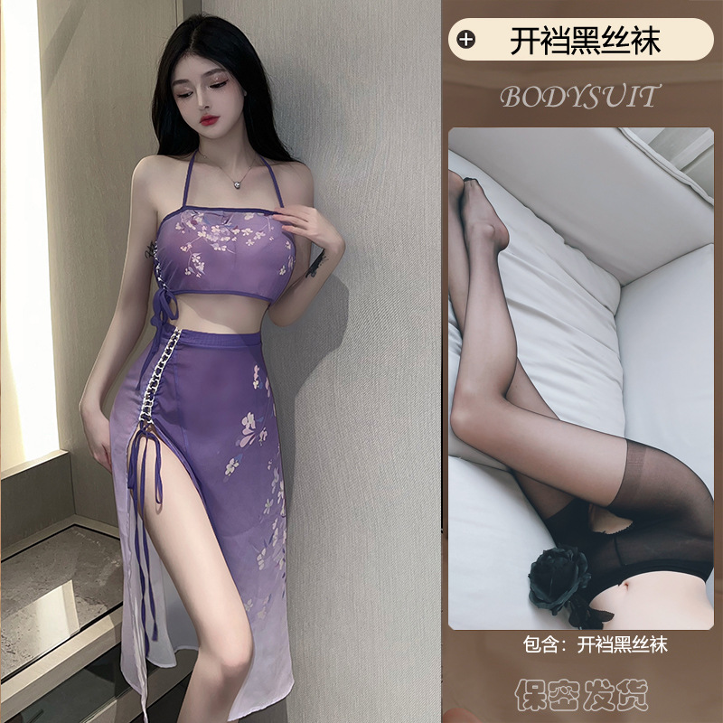 보라색 요정 + 블랙 오픈 스타킹