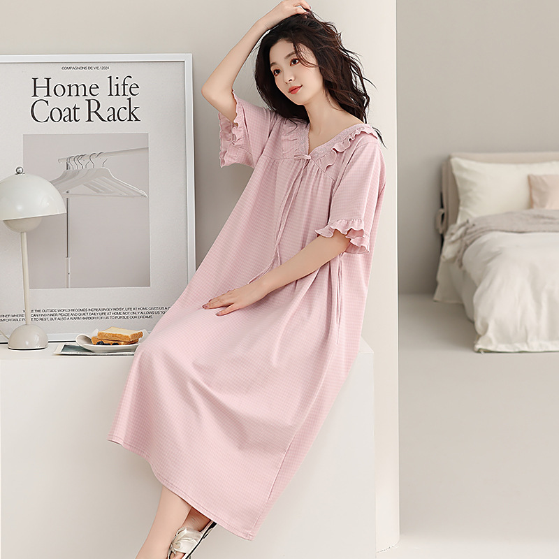 Nightgown for Women Summer Pure Cotton Summer Style 2025 New Summer Princess Style Women's Sexy Cotton Maternity Pajamas for Women Nightgown for Women Summer Pure Cotton Summer Style 2025 New Summer Princess Style Women's Sexy Cotton Maternity Pajamas for Women