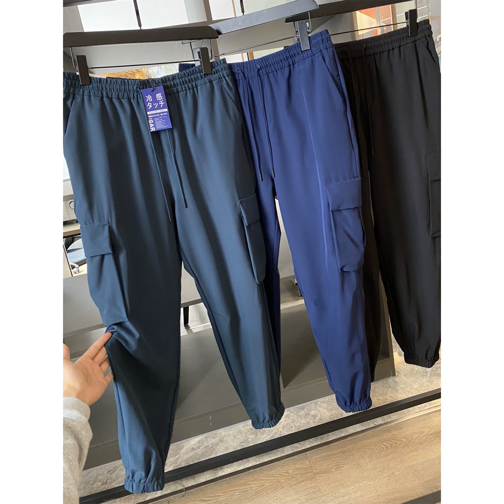 Японские качественные, приятные для кожи, дышащие, быстросохнущие тканевые мужские весенне-летние универсальные брюки-карго с эластичной талией, повседневные спортивные длинные брюки