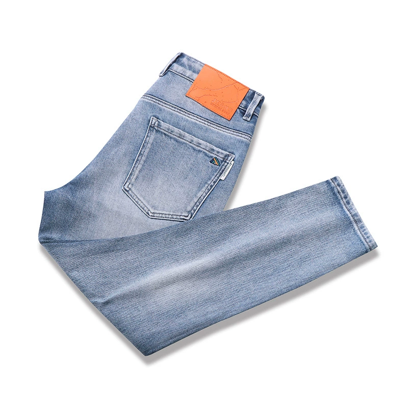 Джинсы из красного денима с кромкой из саржевой ткани для невысоких мужчин, эластичные, облегающие, стильные, прямого кроя, для ранней осенней одежды, укороченные брюки.