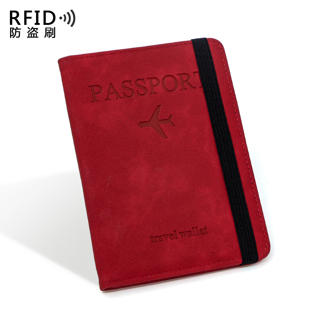 Bolsas de tarjetas de stock Amazon al por mayor RFID transfronterizo antimagnético viaje PU pasaporte clip de etiqueta de equipaje conjunto de pasaporte almacenamiento