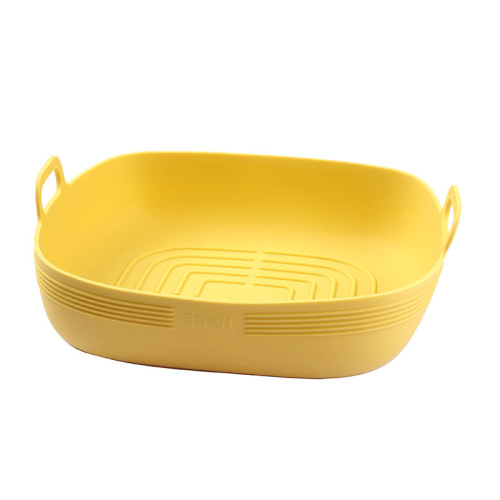 Silicone Bowl for Air Fryer, Oven, and Baking - Dual-Handle, High-Temperature Resistant, Household Baking Tray, Round Fruit Salad Bowl