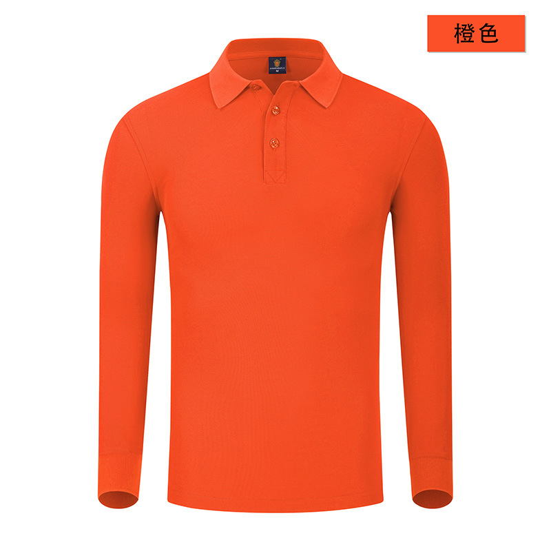 Otoño y invierno de color sólido cuello polo camiseta de polo de algodón blanco camiseta de polo de hombre manga larga vestido de trabajo personalizado bordado