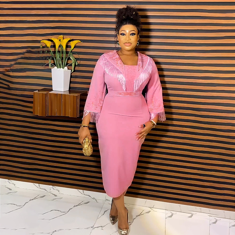 Women's Clothing plus size commuting tassel dress_voghion.com