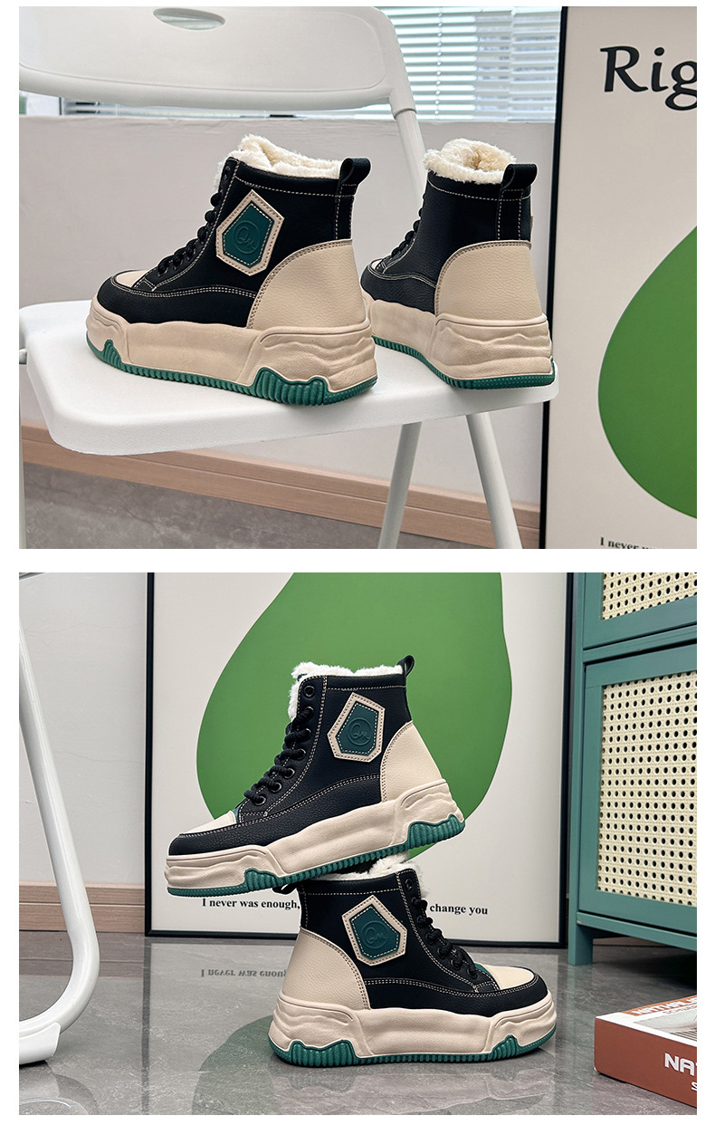 High Top Women's Ankle Boots Plush Lined Winter Casual Footwear_voghion.com
