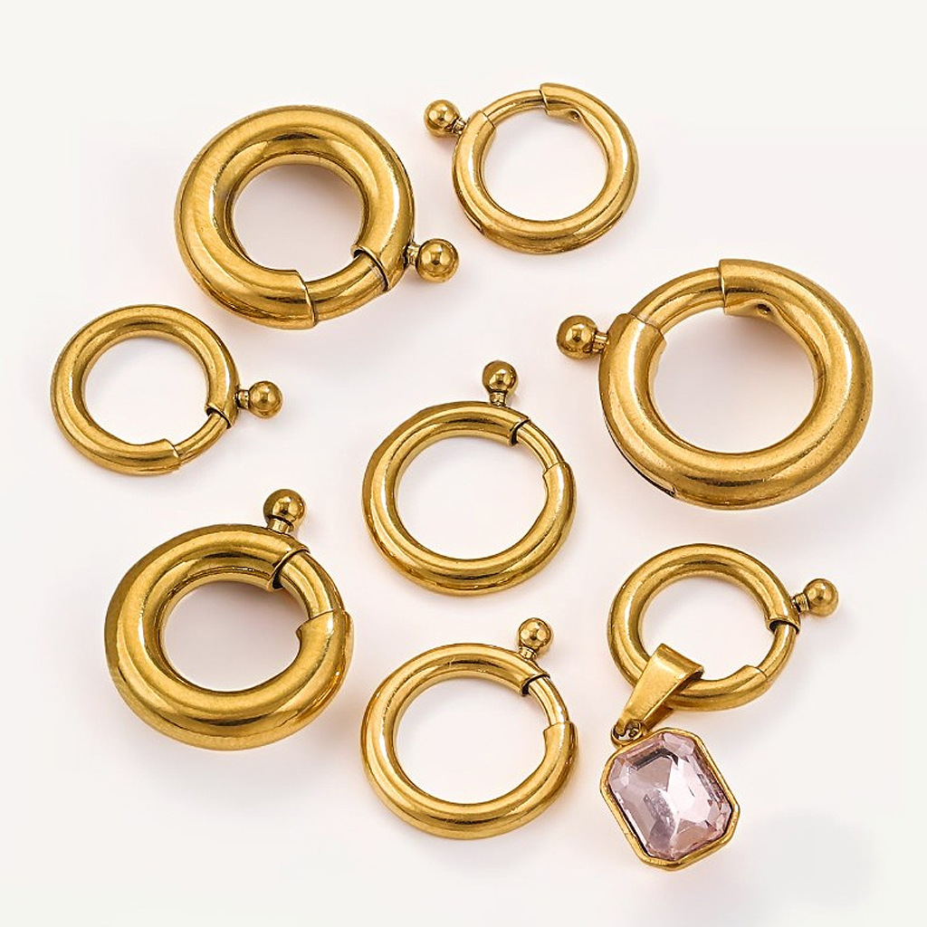 Elegant, Simple Style, Streetwear Style 5 PCS/Package 304 Stainless Steel Real Gold Plated Geometric Jewelry Buckle