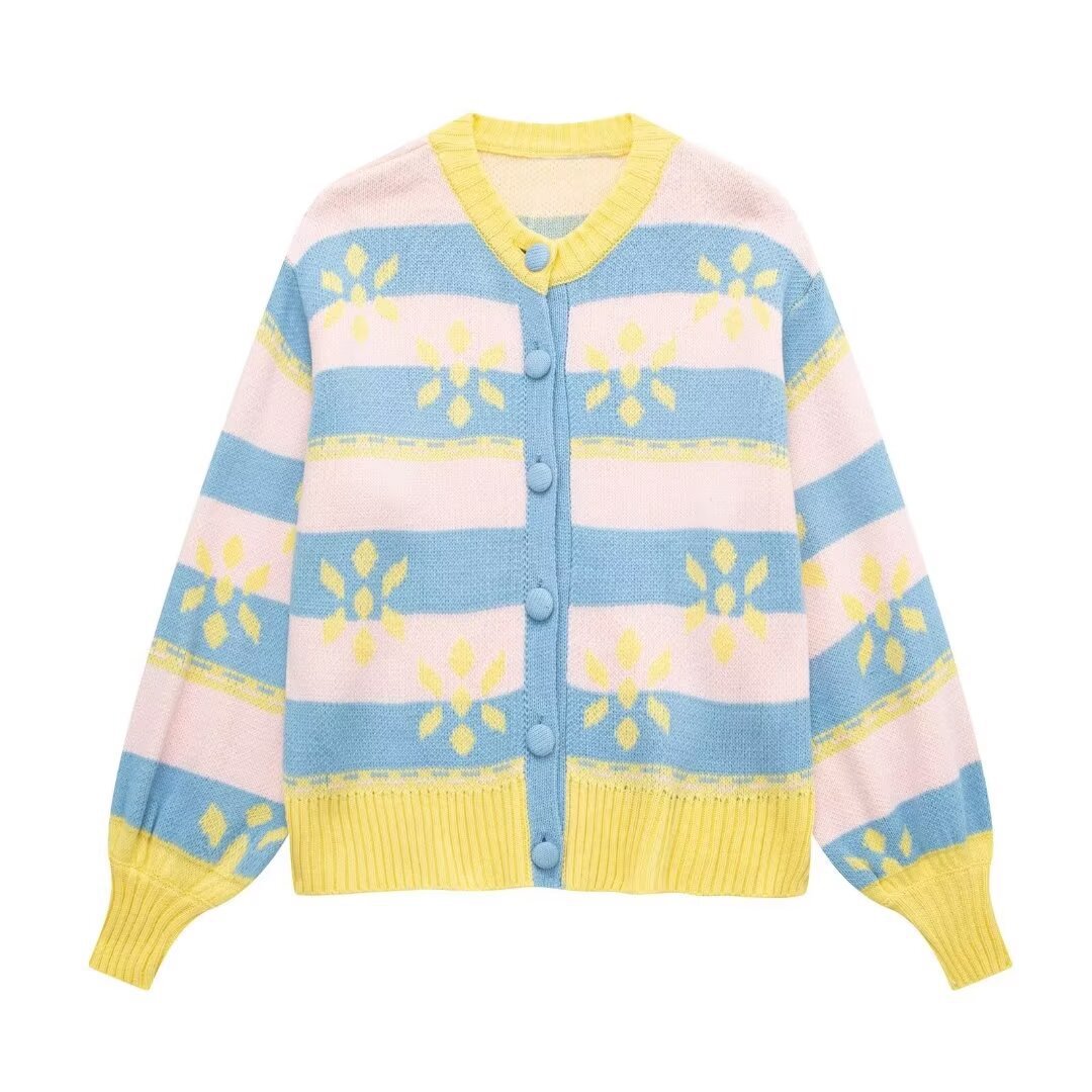 Women's clothing 2024 autumn new fashion versatile flower printed jacquard jacket_voghion.com