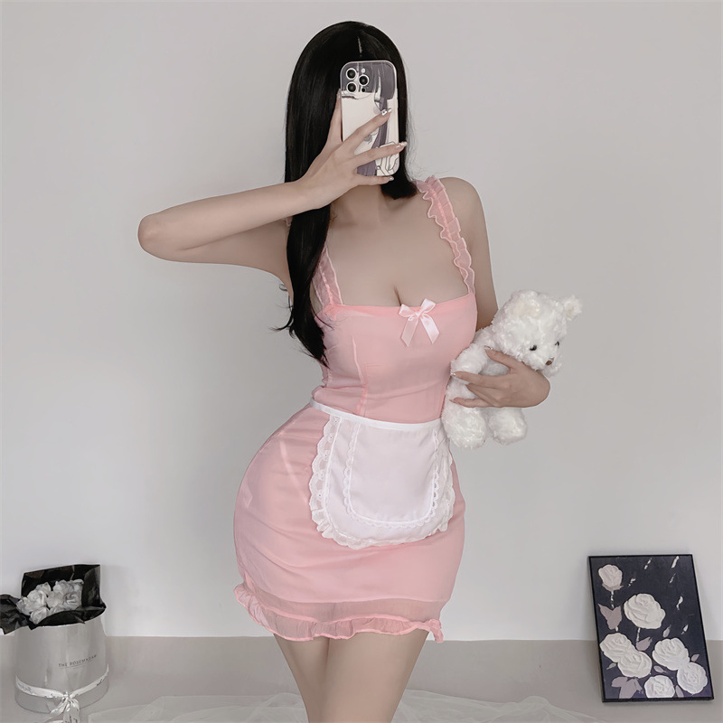 Lencería sexy japonesa inocente pequeña sirvienta linda cosplay sexy perspectiva traje de honda femenino cabello